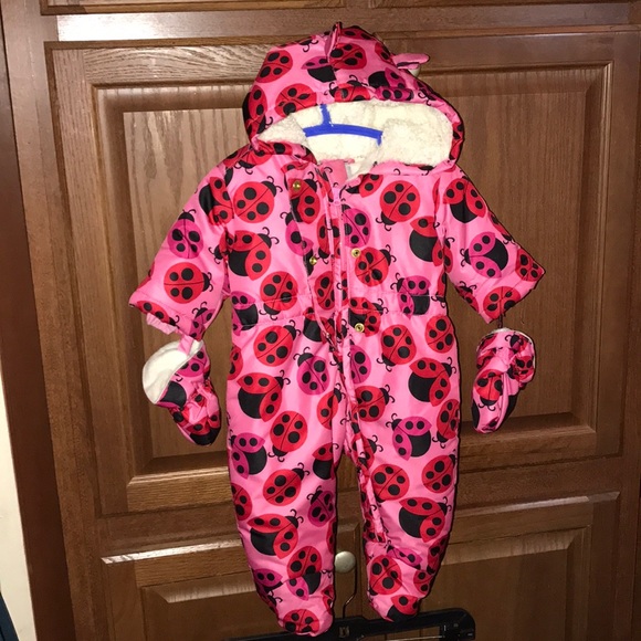 baby snowsuit with mittens